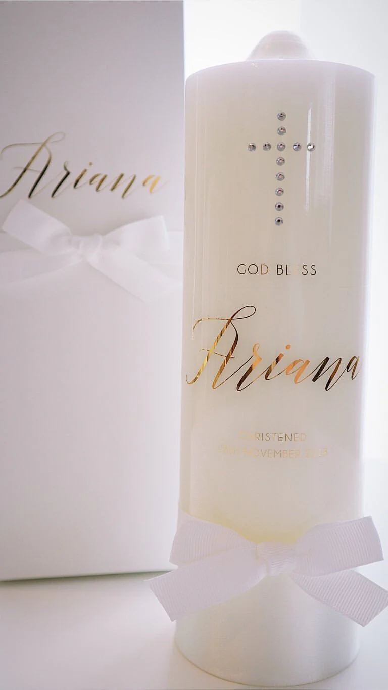 Baptism Candle with Diamante Cross - Image 3