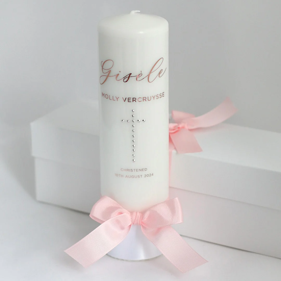 Baptism Candle with Diamante Cross - Image 4